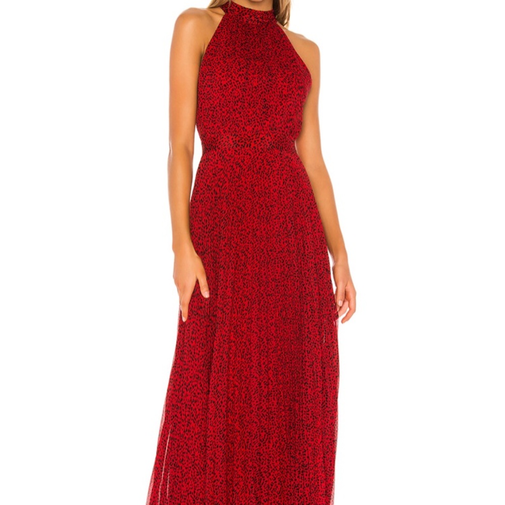 NWT Alice + Olivia Halter Pleat Maxi Dress